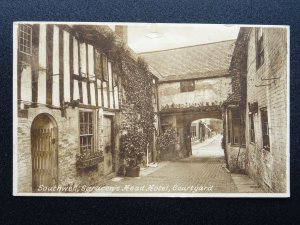 Nottinghamshire SOUTHWELL Saracens Head Hotel Courtyard c1935 Postcard