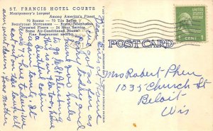 2~Postcards Montgomery AL Alabama AERIAL VIEW & St Francis Hotel Courts ROADSIDE