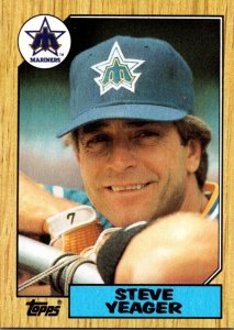 1987 Topps Baseball Card Steve Yeager Catcher Seattle Mariners sun0730