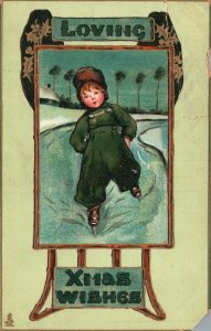 Vintage Postcard Loving Christmas Wishes Dutch Child Series Of Christmas Card