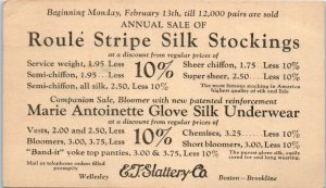 1928 E. T. Slattery Co. Clothiers Annual Sale Boston MA Advertising Postcard