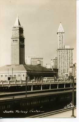 RPPC SEATTLE WASHINGTON RAILROAD STATION DEPOT POSTCARD