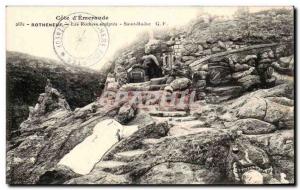 Old Postcard Cote d & # 39Emeraudc Rotheneuf Sailes Rocks scuptes Saint Hudoc