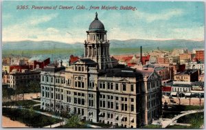 Panorama Of Denver Colorado From Majestic Buildings Mountain Background Postcard