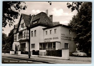 RPPC BERLIN, Germany ~ DEUTSCHES HAUS Hotel & Restaurant  c1950s Cars Postcard
