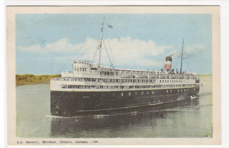 Steamer SS Noronic Windsor Ontario Canada 1950c postcard