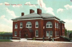 Vintage Postcard Manual Training School Campus Building New London Connecticut