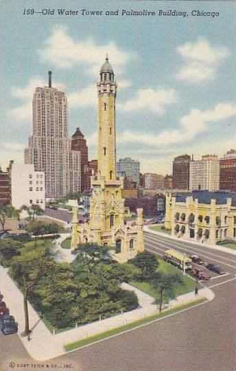 Illinois Chicago Old Water Tower And Palmolive Building