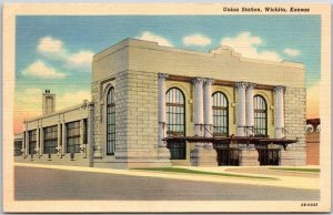 Union Station Wichita Kansas KS Cross Streets & the Building Postcard