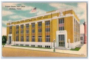 Abilene Texas Postcard United States Post Office Exterior Building c1940 Vintage