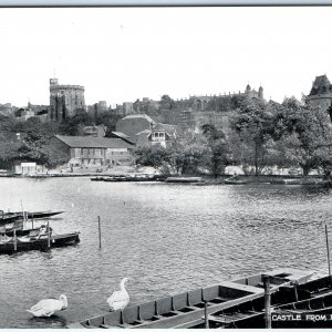 c1920s Windsor, England Castle River Thames Boats Swans Rowing Punts Docks A353