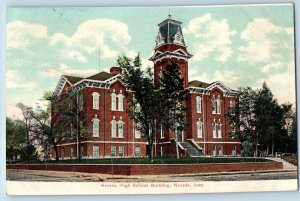 c1910's Nevada High School Building Tower Dirt Road Nevada Iowa Antique Postcard