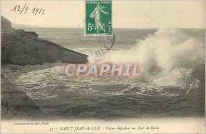 Old Postcard Saint Jean de Luz surging wave Fort Cocoa