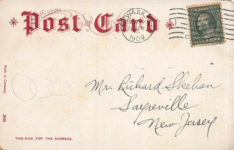 Metropolitan Building, Newark, N.J., Early Postcard, Used in 1909