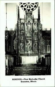 RPPC Reredos First Methodist Church Evanston Illinois Photo Postcard