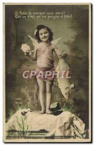 Old Postcard Fun Children Is The Angel Without Eating Parsley