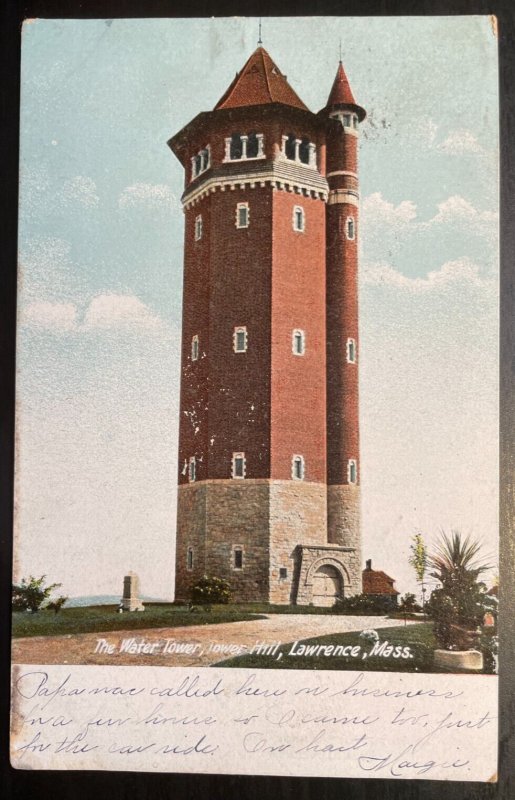 Vintage Postcard 1906 Water Tower, Tower Hill, Lawrence, Massachusetts (MA)