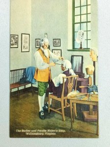 Vintage Postcard The Barber & Peruke Maker's Shop Williamsburg VA Virginia Linen