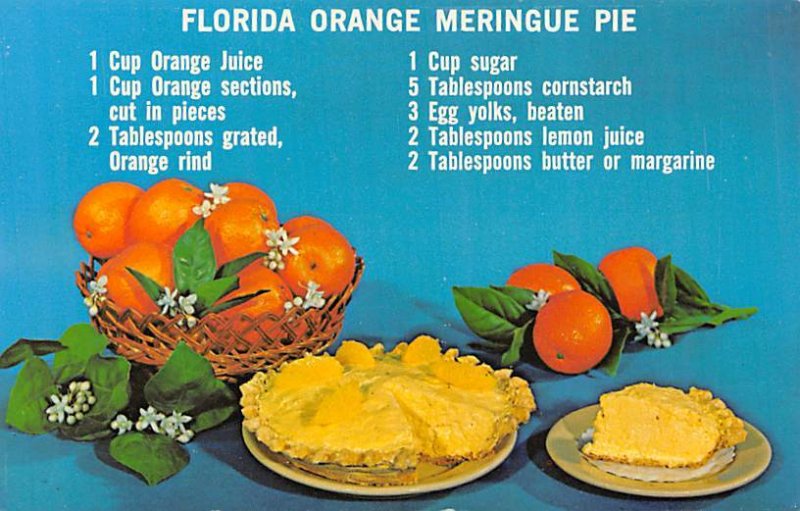 Florida Orange Meringue Pie Recipe Unused 