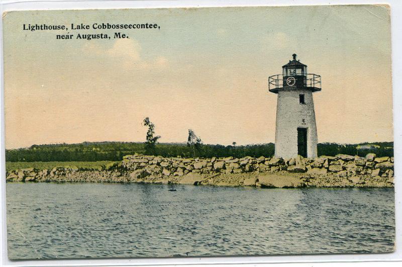 Lighthouse Lake Cobbosseecontee Augusta Maine 1919 Postcard