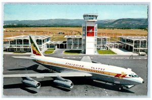 c1910's Ethiopian Airplines Boeing Fan Jet At Ababa Airport Antique Postcard