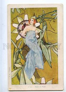 206680 ART NOUVEAU Dame de Pique FAIRY Flower Vintage postcard