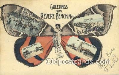Greetings from Revere Beach, Mass, USA Horse 1906 glitter on card