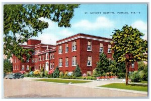 ST. Savior's Hospital Building Exterior Scene Portage Wisconsin WI Postcard