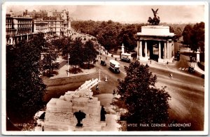 London England, Hyde Park Corner Statue Real Photo RPPC, Vintage Postcard