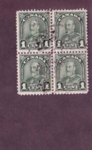 Canada, Used Block of Four, George V, 1 Cent, Scott #163