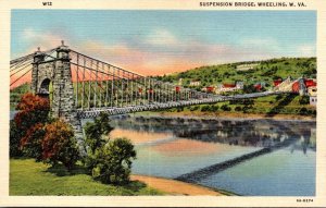 West Virginia Wheeling Suspension Bridge Curteich
