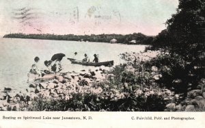 Vintage Postcard 1909 Boating on Spiritwood Lake Near Jamestown North Dakota