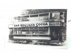 Vintage Photo LCC Tram Moorgate St Stamford Hill London Van Houtens Cocoa Advert