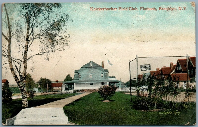 BROOKLYN NY FLATBUSH KNICKERBOCKER FIELD CLUB 1908 ANTIQUE POSTCARD