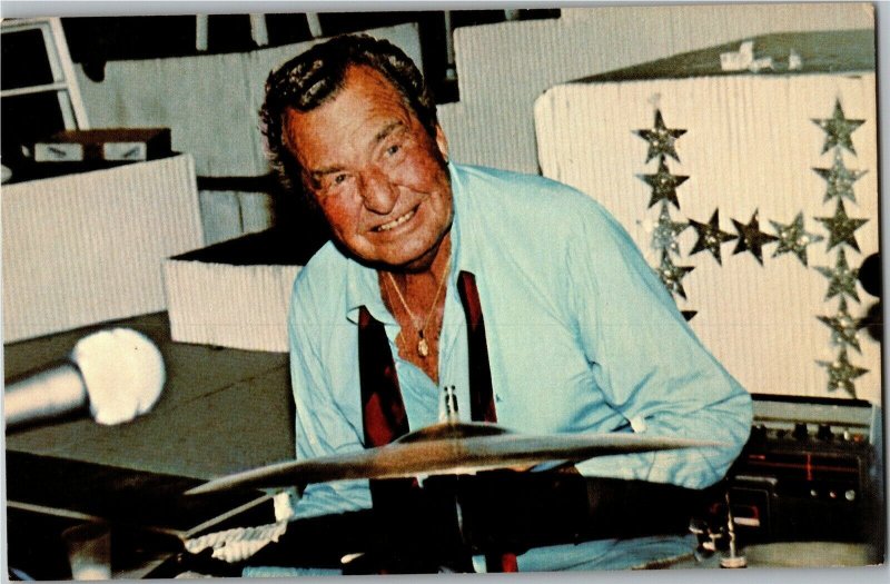 Musician, Actor, Comedian Phil Harris Playing Drums Vintage Postcard D62