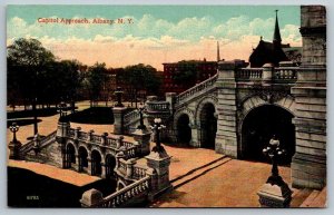 Albany  New York  Capitol Building Approach    Postcard   c1907
