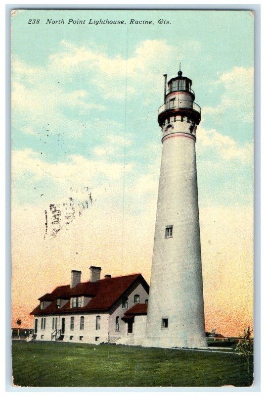 1911 North Point Lighthouse Racine Wisconsin WI Antique Posted Vintage Postcard