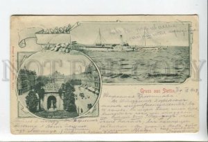 432916 Poland Gruss aus Stettin Szczecin ship 1903 year RPPC