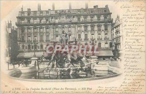 Postcard Old Lyon Fontaine Bartholdi (Place Bellecour) (map 1900)