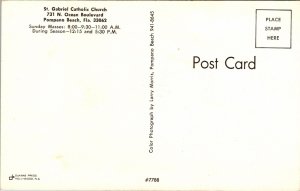 St Gabriel Catholic Church Pompano Beach Florida FL Postcard Hollywood FLA UNP 