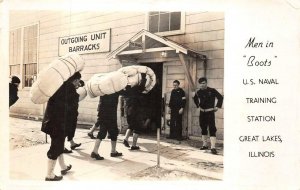 RPPC U.S. NAVAL TRAINING STATION GREAT LAKES ILLINOIS REAL PHOTO POSTCARD 1943