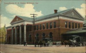 Richmond IN Penna RR Train Station Depot 1912 Used Postcard