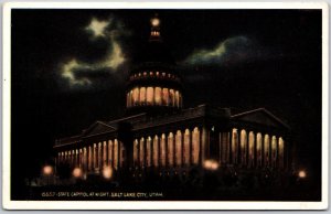 State Capitol At Night Salt Lake City Utah UT Illumination Architecture Postcard