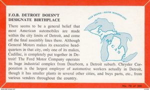 MICHIGAN, 1940-60s; Fact Card, No. 78 of 200, F.O.B. Detroit Doesn't Designat...