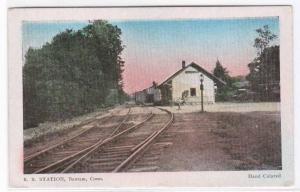 Railroad Train Depot Bantam Connecticut 1910c handcolored postcard