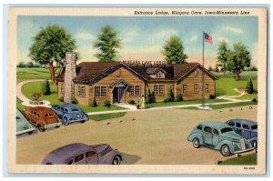 c1940's Entrance Lodge Niagara Cave Exterior Iowa-Minnesota Line Cars  Postcard