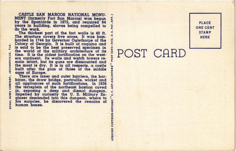 CASTLE SAN MARCOS MONUMENT ST AUGUSTINE FLORIDA