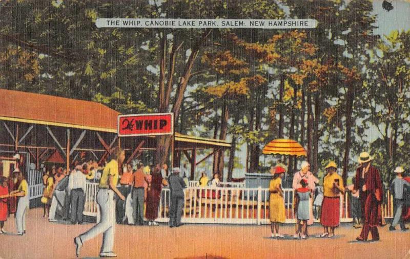 Salem New Hampshire Canobie Lake Park The Whip Vintage Postcard JE228383