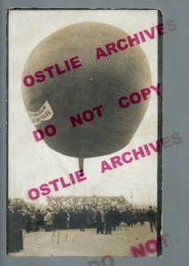 Los Angeles CALIFORNIA RPPC 1909 BALLOON Air Show RACE Crowd NEWSPAPER EXAMINER