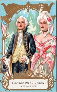 Postcard Patriotic George Washington and Martha Washington in private life